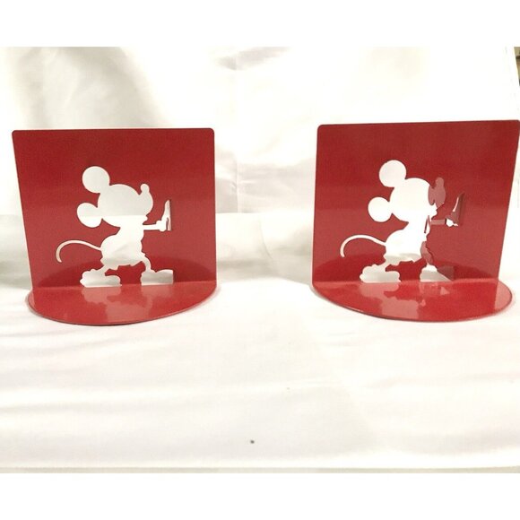Disney Mickey Mouse Collection -Red Die Cut Bookends(2) Bubble Defect On One - Picture 3 of 9